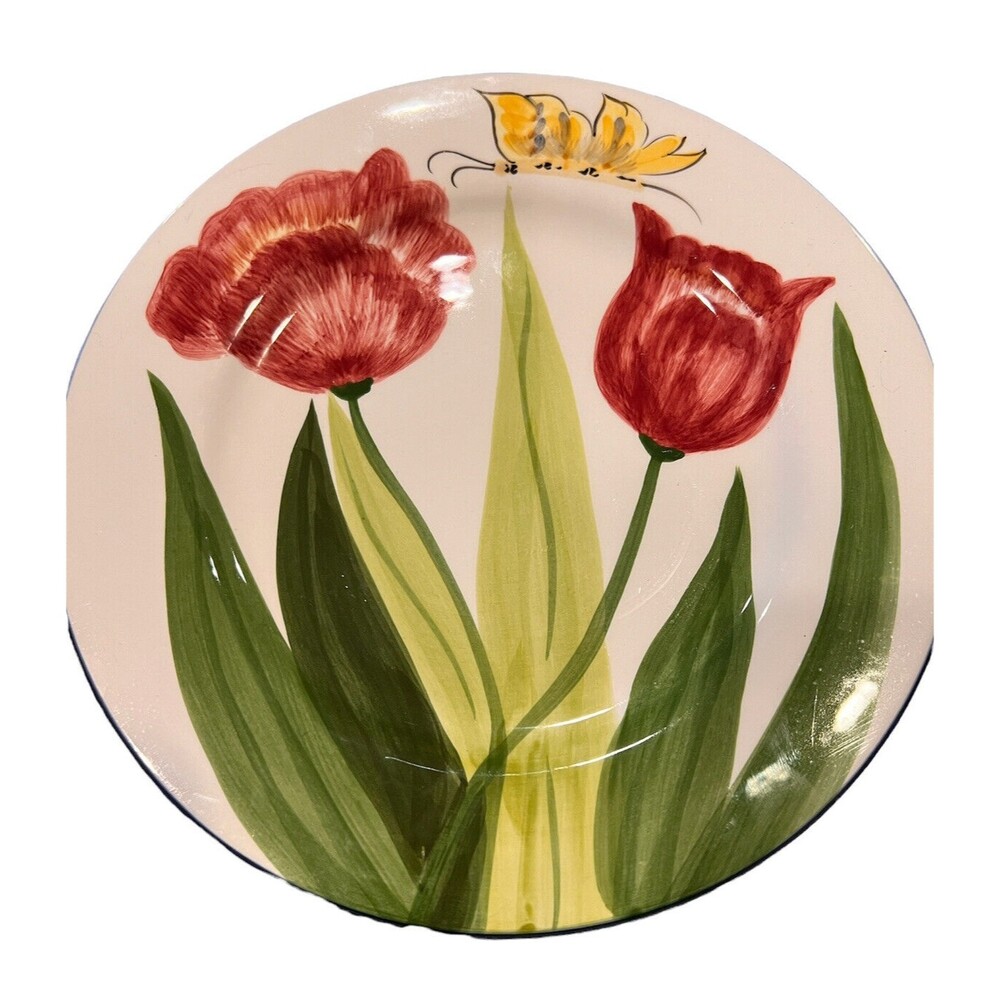 Laurie Gates Pottery Salad Plate Floral Tulip garden dining replacement Vintage